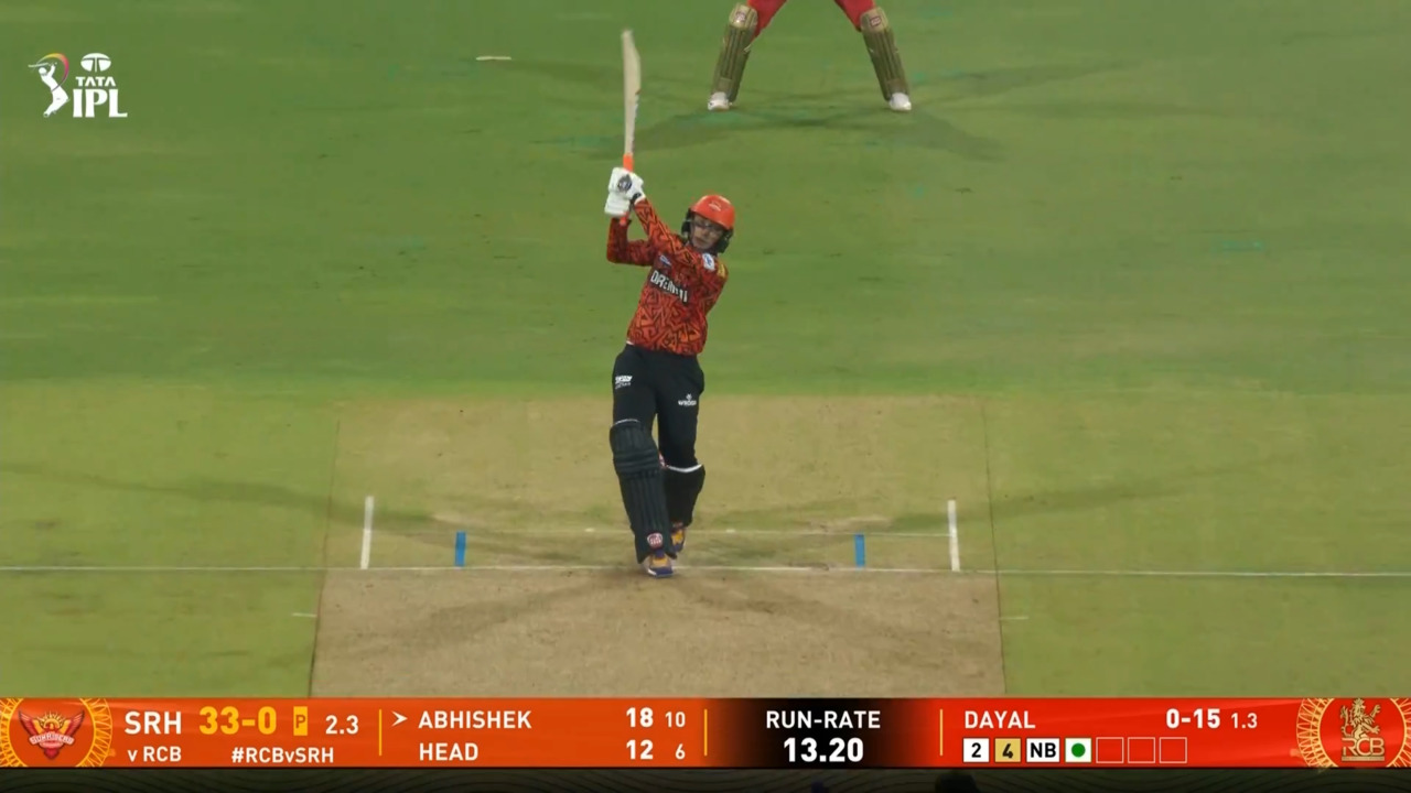 IPL 2025 M65: RCB vs SRH - Abhishek Sharma Six background