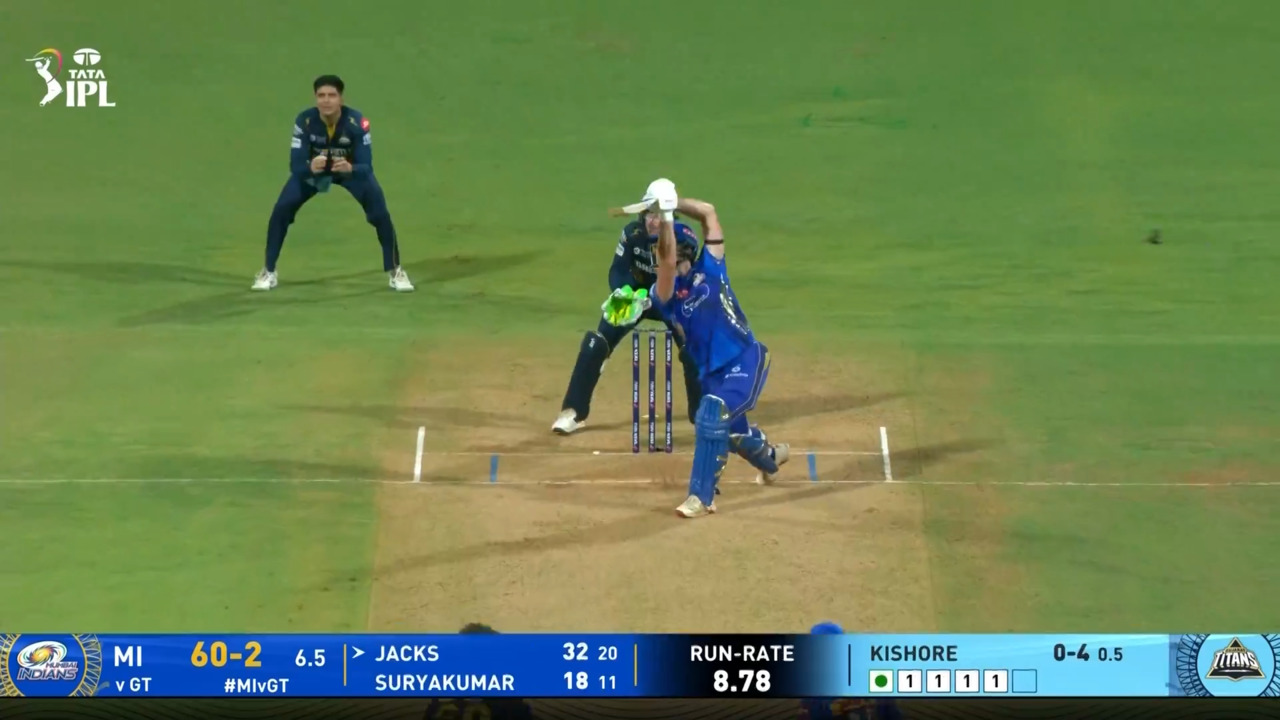 IPL 2025 M56: MI vs GT - Will Jacks Six background