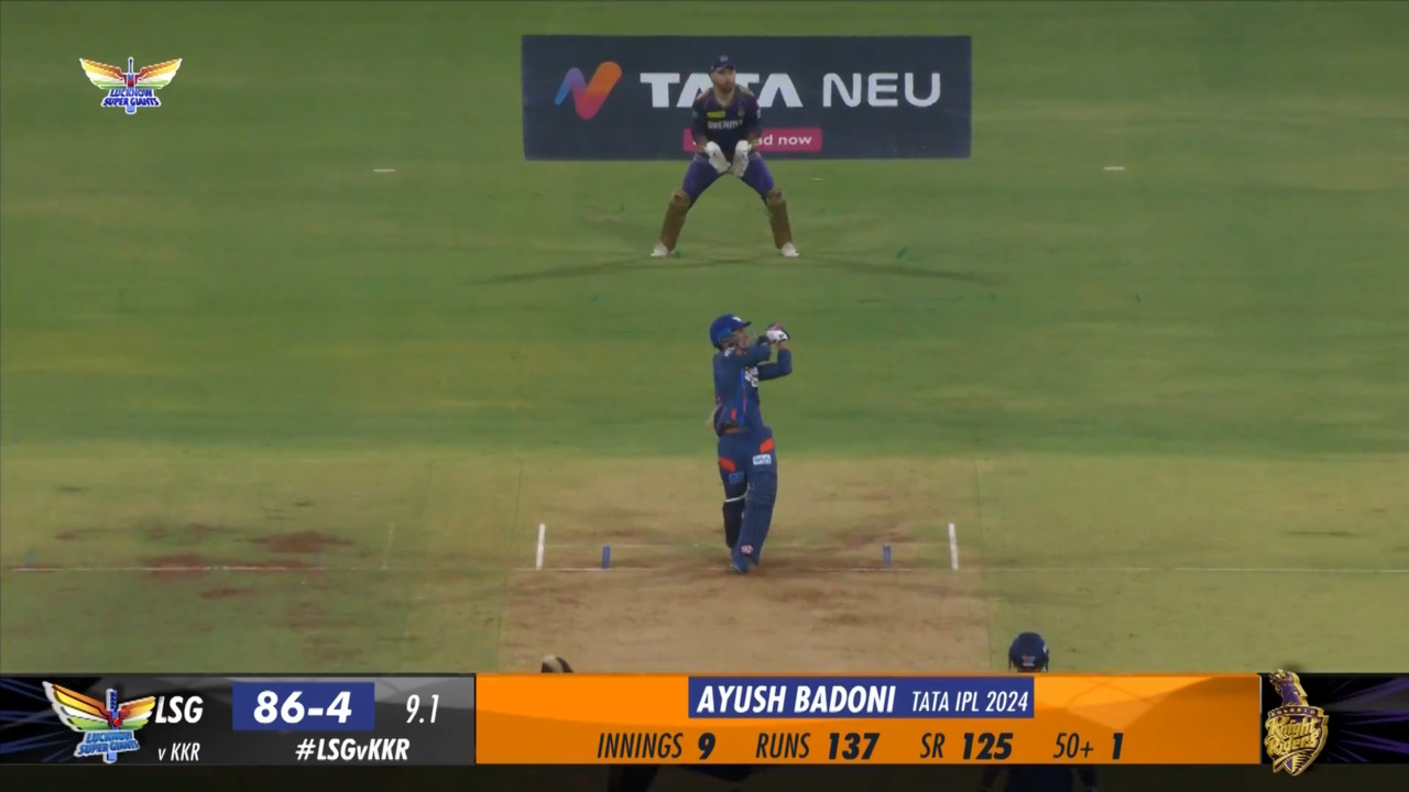 M54: LSG vs KKR – Ayush Badoni Six