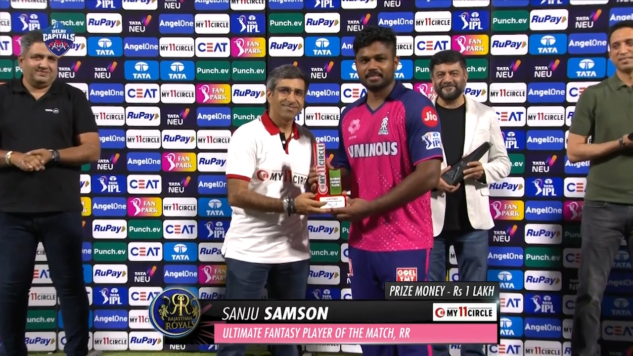 M56: DC vs RR – My11Circle Ultimate Fantasy Player of the Match – Sanju Samson