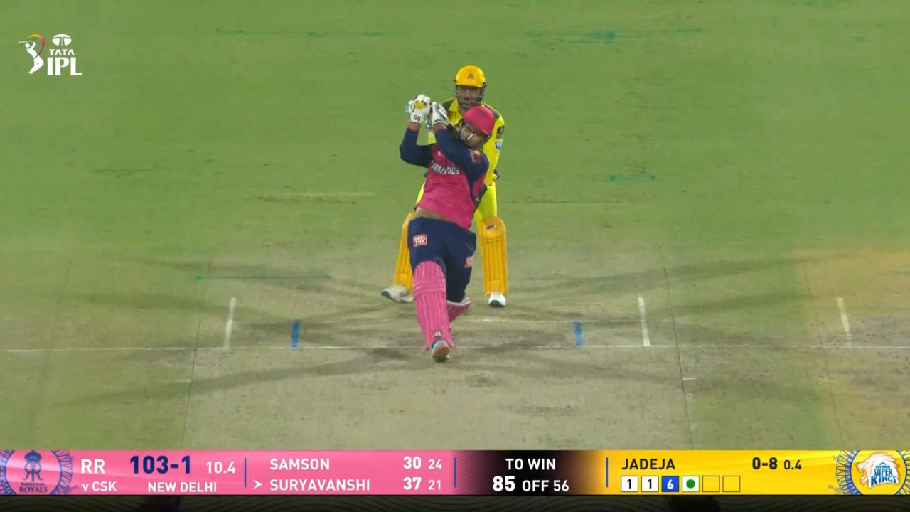 IPL 2025 M62: CSK vs RR - Vaibhav Sooryavanshi Six