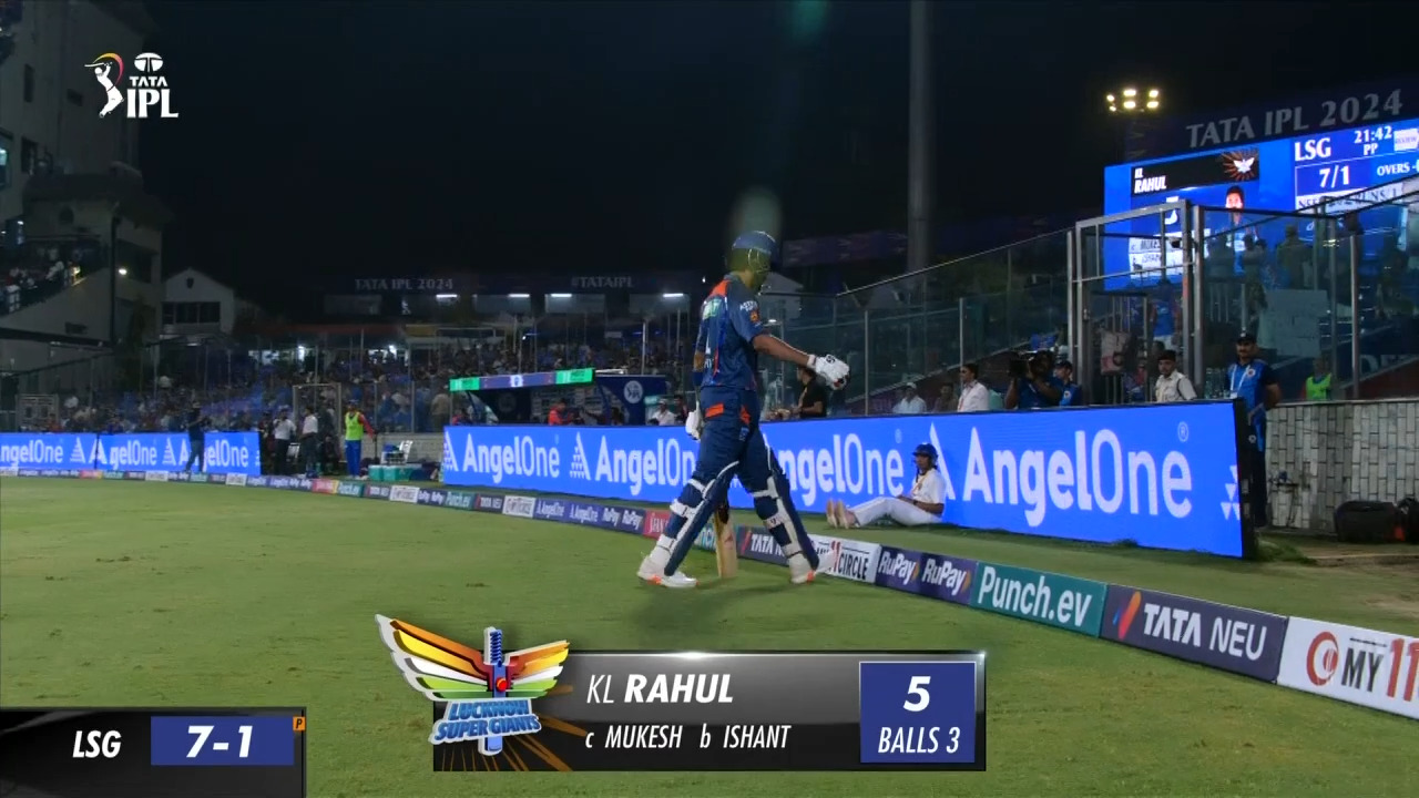 M64: DC vs LSG – K L Rahul Wicket