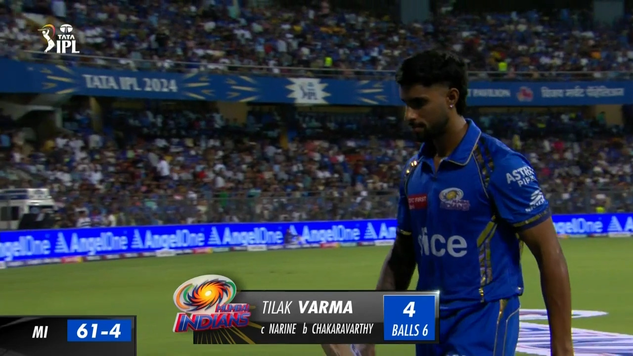 M51: MI vs KKR – Tilak Varma Wicket