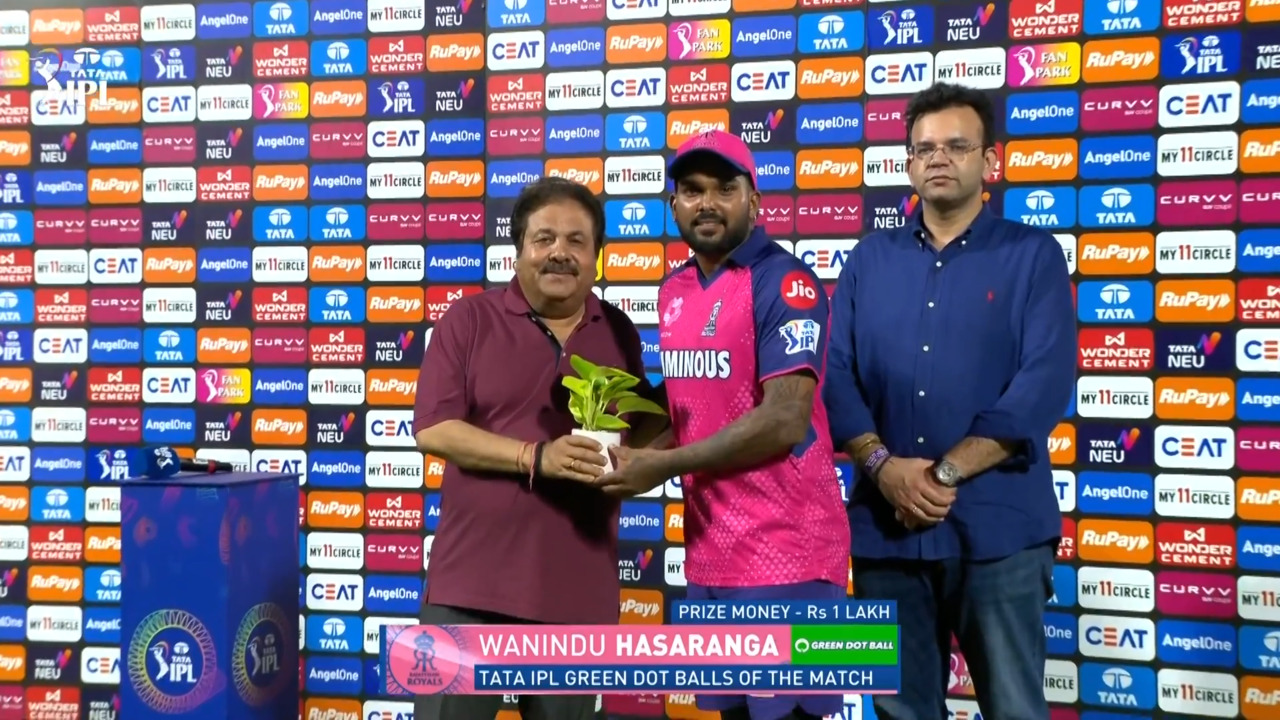 IPL 2025 M62: CSK vs RR - TATA IPL Green Dot Balls of the Match - Wanindu Hasaranga