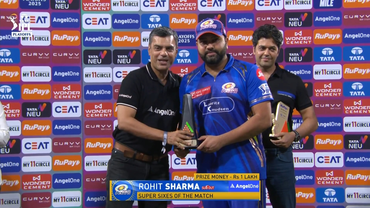 IPL 2025 Eliminator: GT vs MI - Angel One Super Sixes of the Match - Rohit Sharma