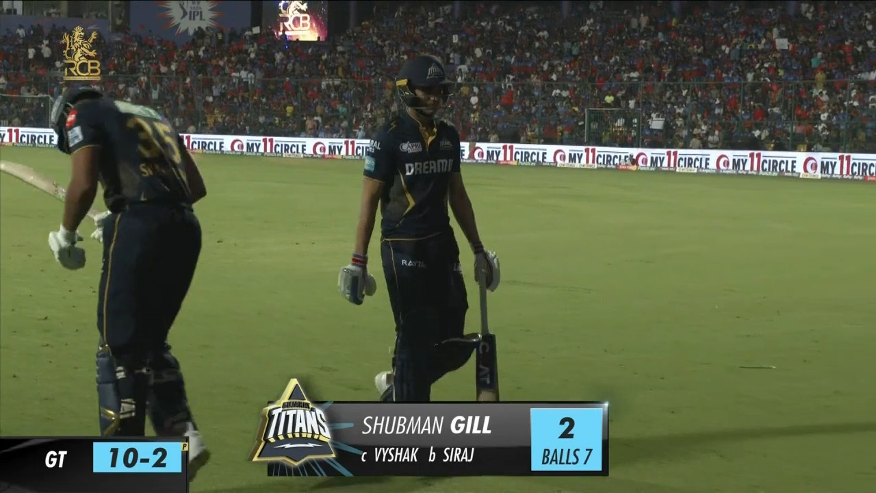 M52: RCB vs GT – Shubman Gill Wicket background