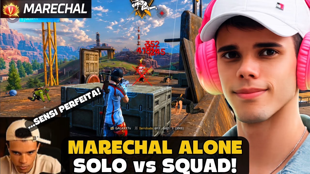 MARECHAL SOLO vs SQUAD COM A SENSIBILIDADE PERFEITA! FREE FIRE - MARECHAL HIGHLIGHTS