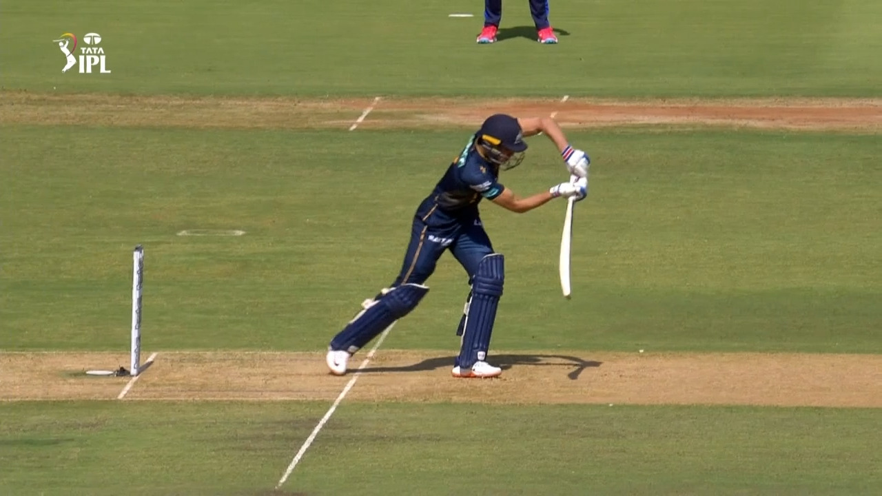 What Timing! Gill's forward push runs away for four background