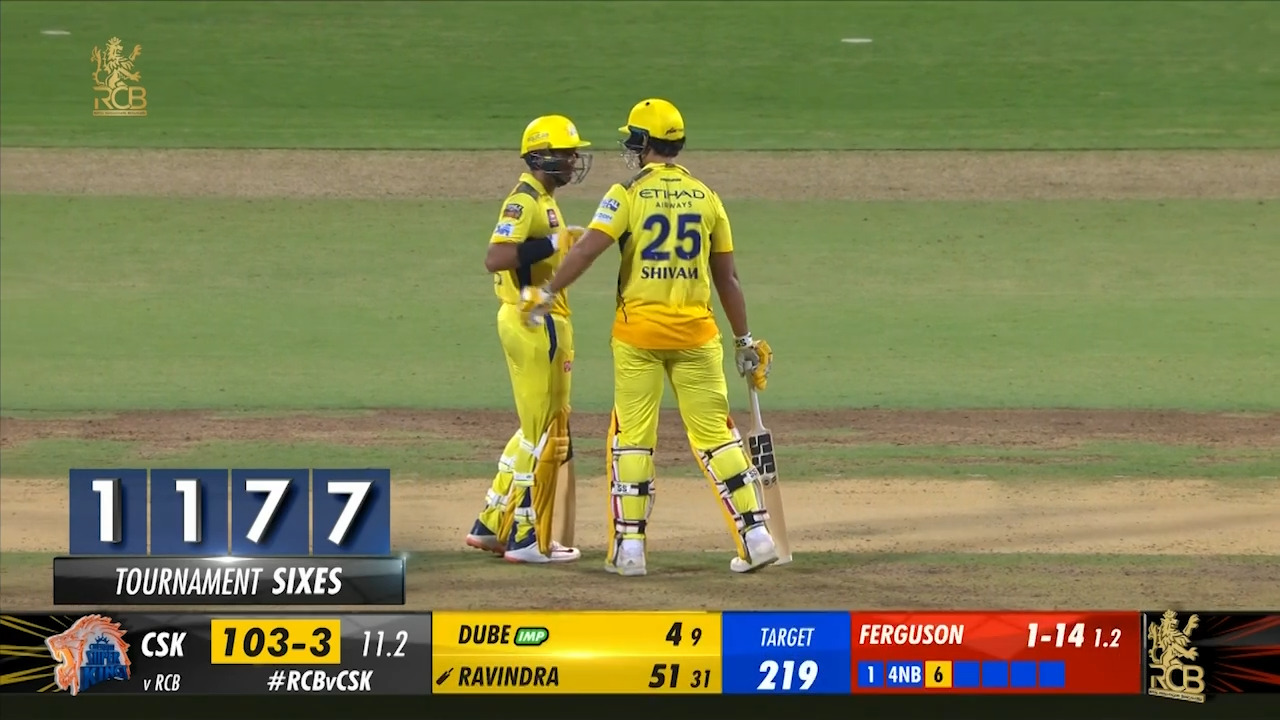 On the attack: Rachin brings up 50 in style background