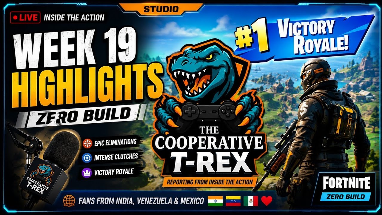 Fortnite Zero Build Week 19 Highlights ๐ฅ Victory Royale & INSANE Clutches ๐ | Cooperative T-Rex News