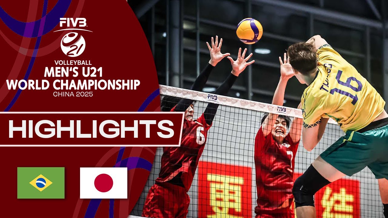 Brazil ๐ง๐ท vs. Japanย ๐ฏ๐ต - Men's U21 World Championship - Highlights | Volleyball background
