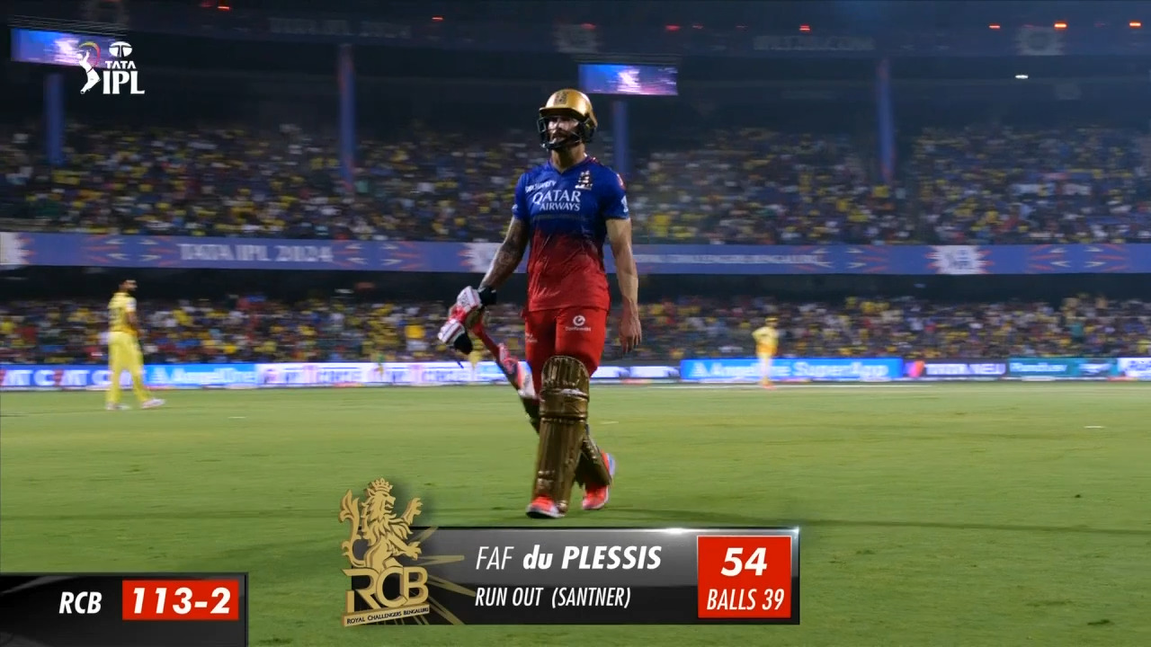 M68: RCB vs CSK – Faf Du Plessis Wicket