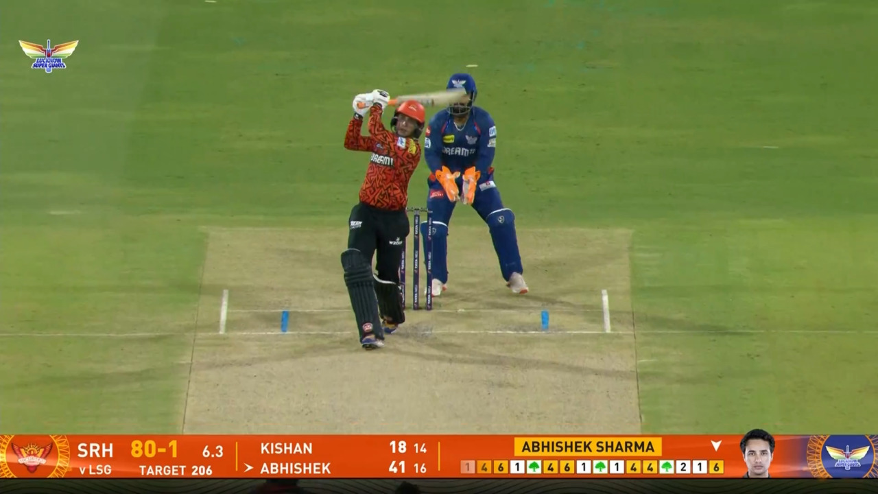 IPL 2025 M61: LSG vs SRH - Abhishek Sharma Six