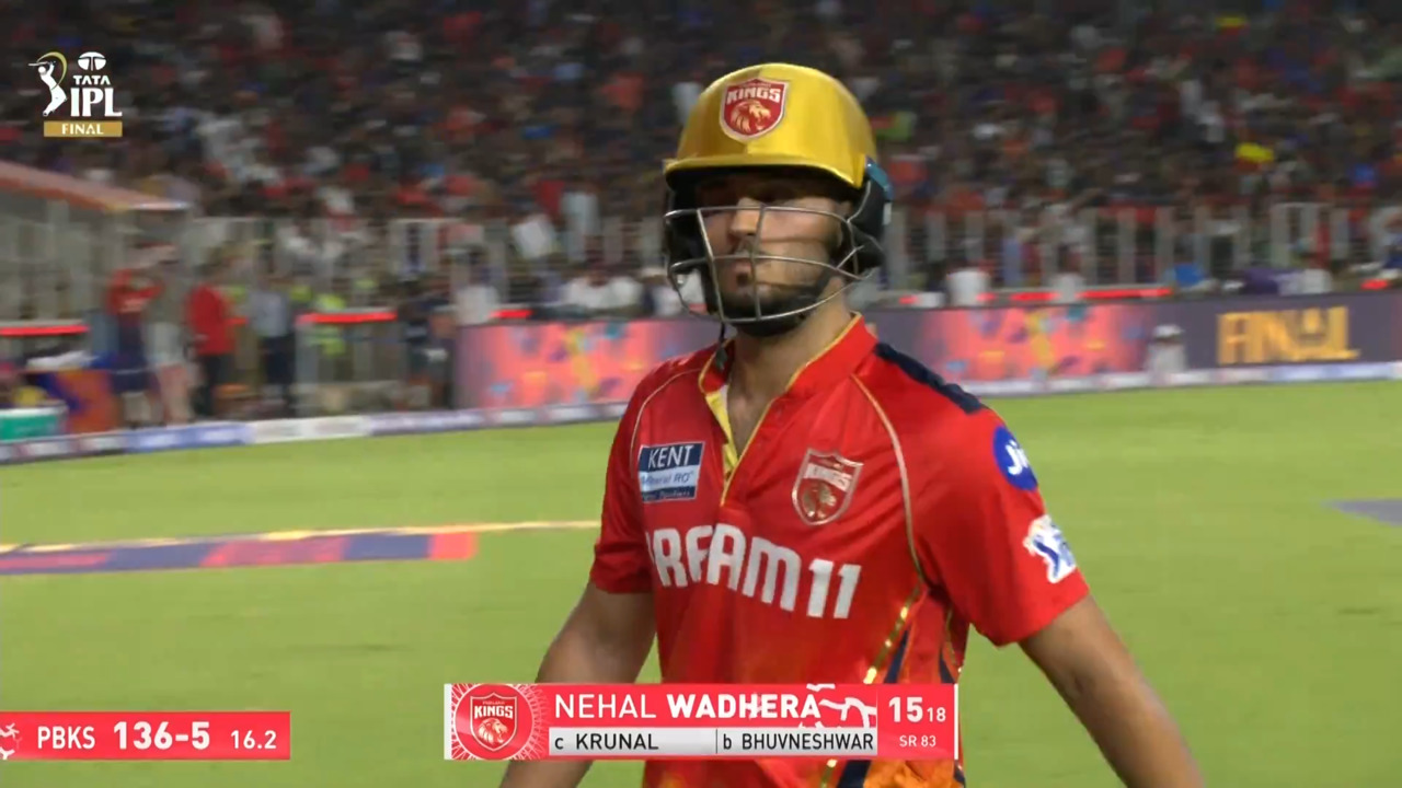 IPL 2025 Final: RCB vs PBKS - Nehal Wadhera Wicket