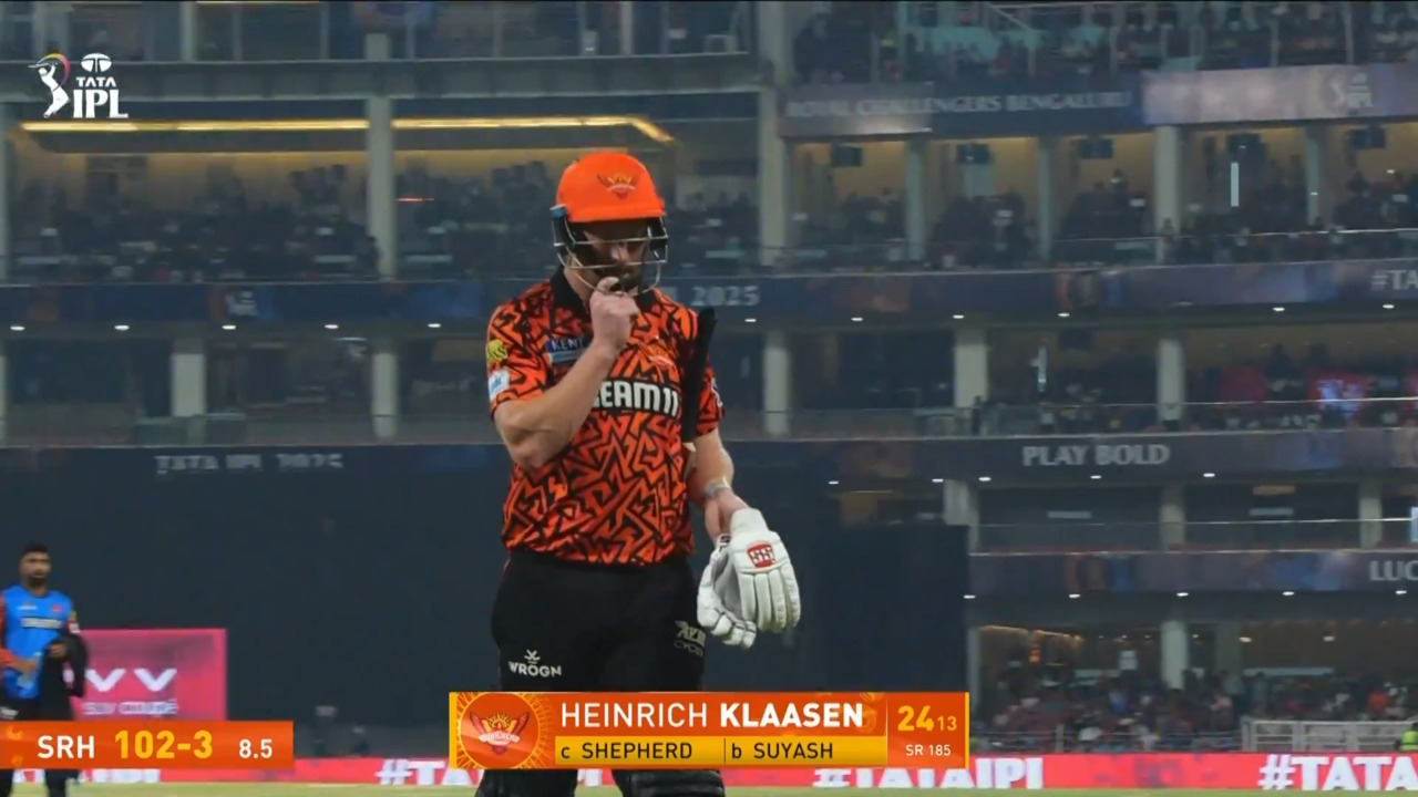 IPL 2025 M65: RCB vs SRH - Heinrich Klaasen Wicket