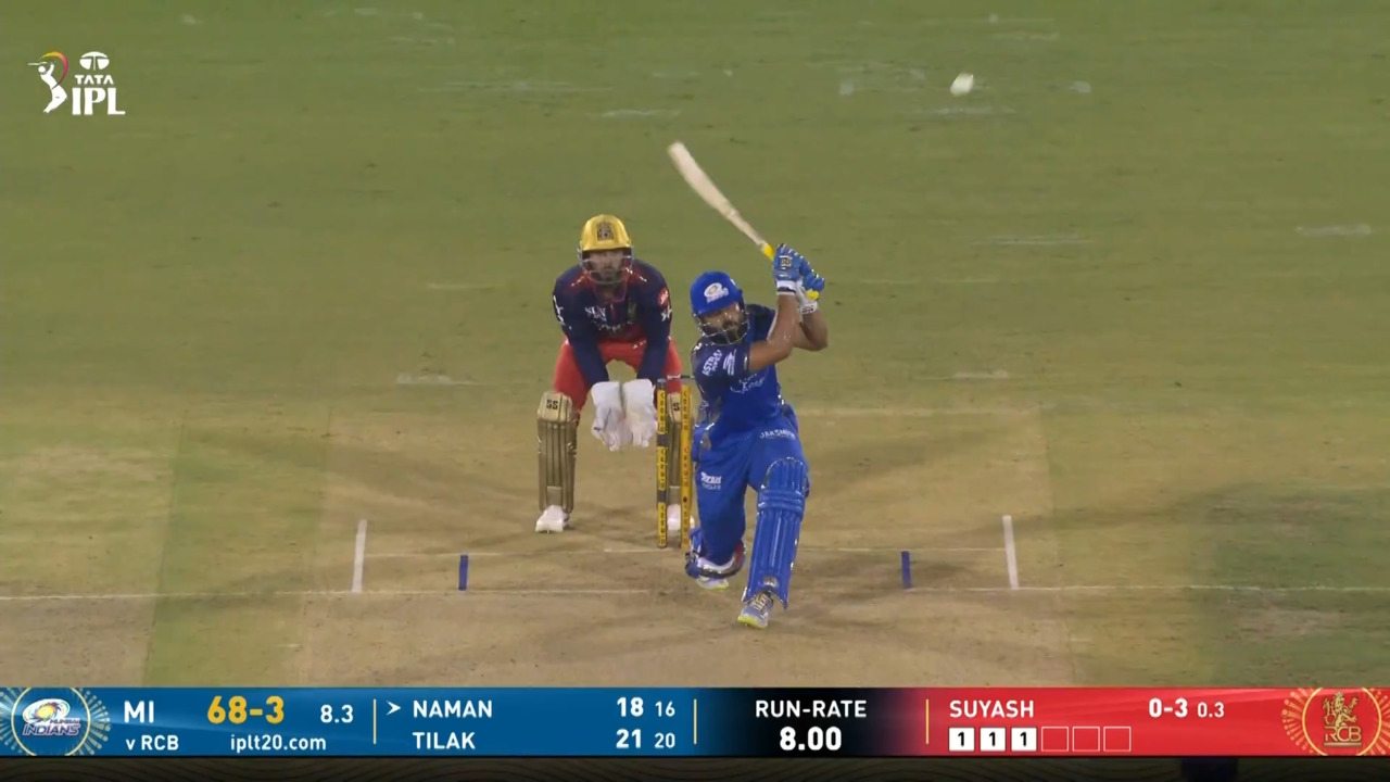 IPL 2026 M54: RCB vs MI - Naman Dhir Six