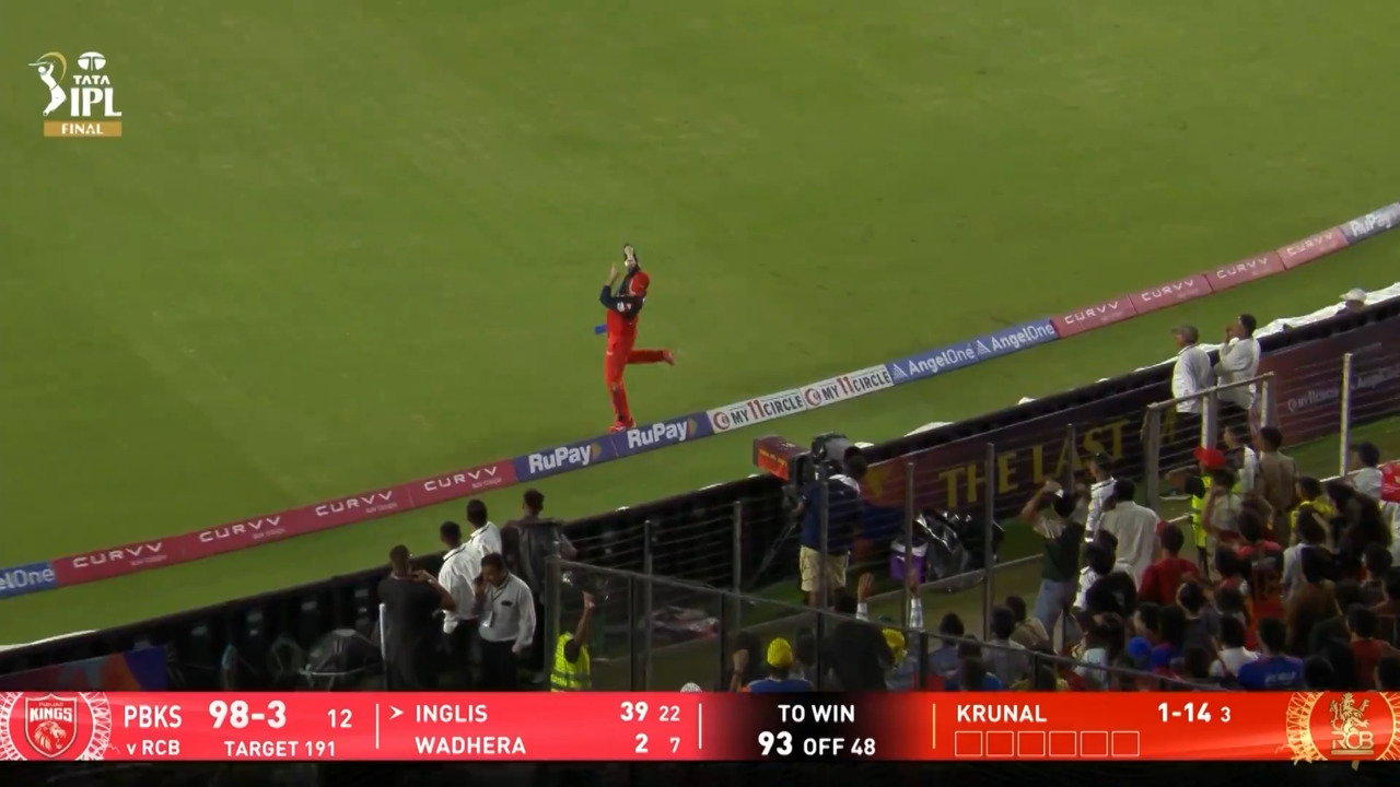 Terrific balancing act: Livingstone's brilliant catch on the fence background