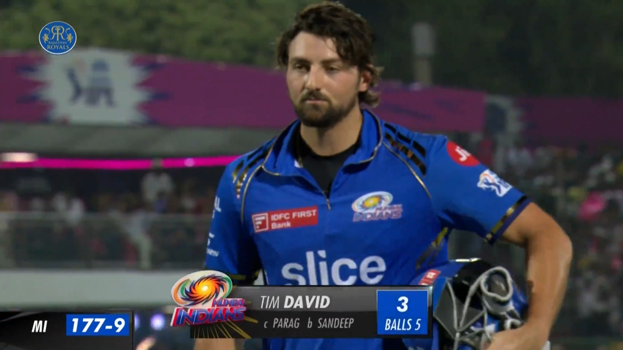 M38: RR vs MI – Tim David Wicket