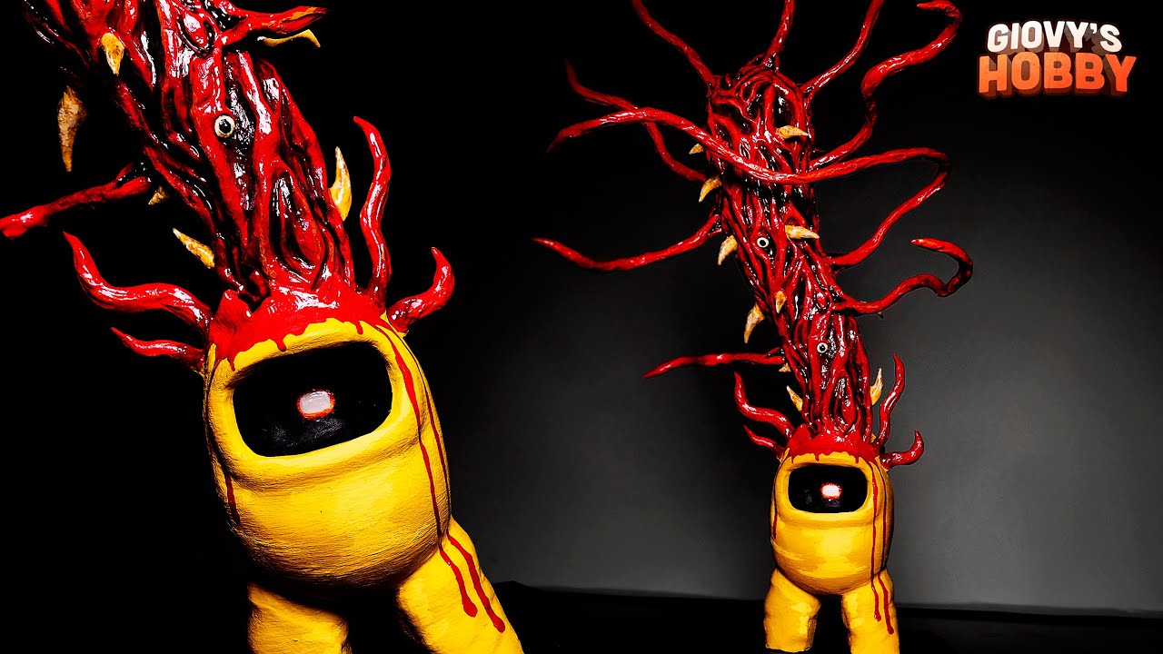 If AMONG US was a HORROR GAME ➤ Trevor Henderson Design ★ Polymer Clay Sculpture background