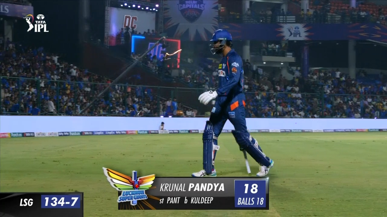 M64: DC vs LSG – Krunal Pandya Wicket