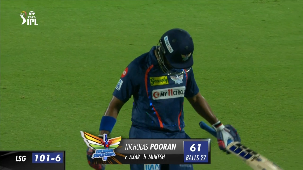 M64: DC vs LSG – Nicholas Pooran Wicket