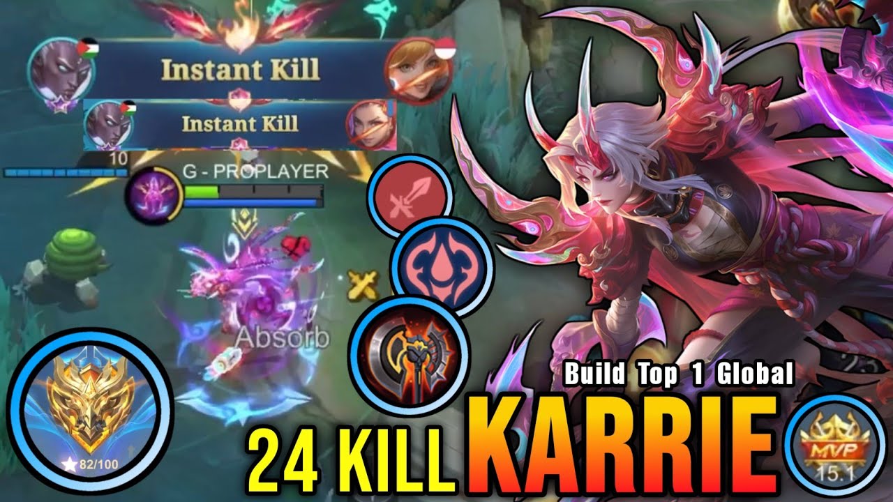 24 Kills!! Karrie New META Build and Emblem 100% Broken!! - Build Top 1 Global Karrie ~ MLBB