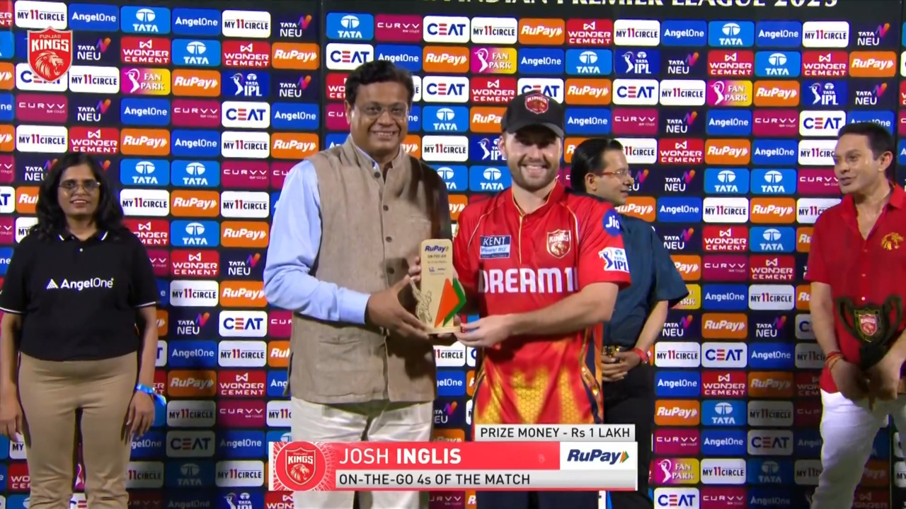 IPL 2025 M69: PBKS vs MI - RuPay On-The-Go 4s of the Match - Josh Inglis