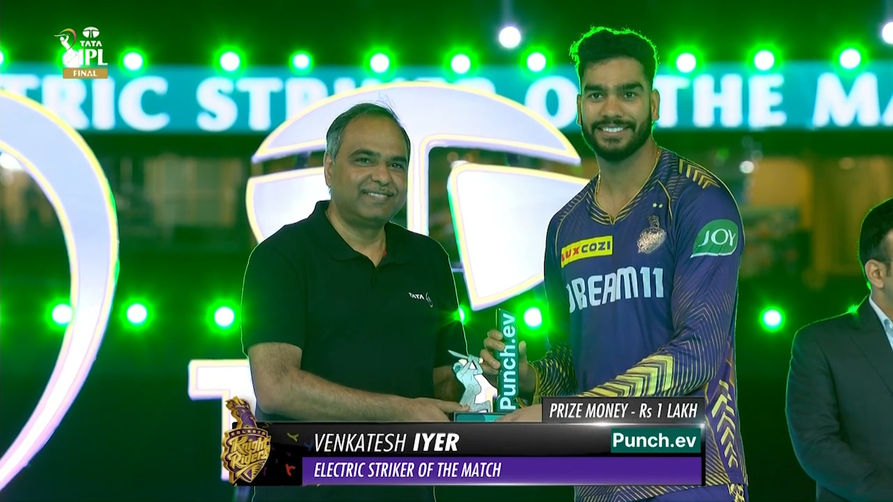 Final: KKR vs SRH – Punch.ev Electric Striker of the Match – Venkatesh Iyer background