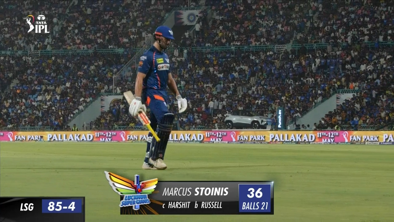 M54: LSG vs KKR – Marcus Stoinis Wicket