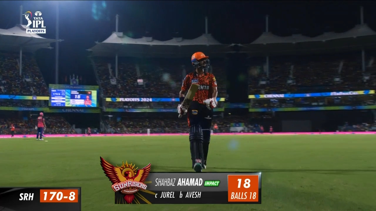Q2: SRH vs RR – Shahbaz Ahmed Wicket