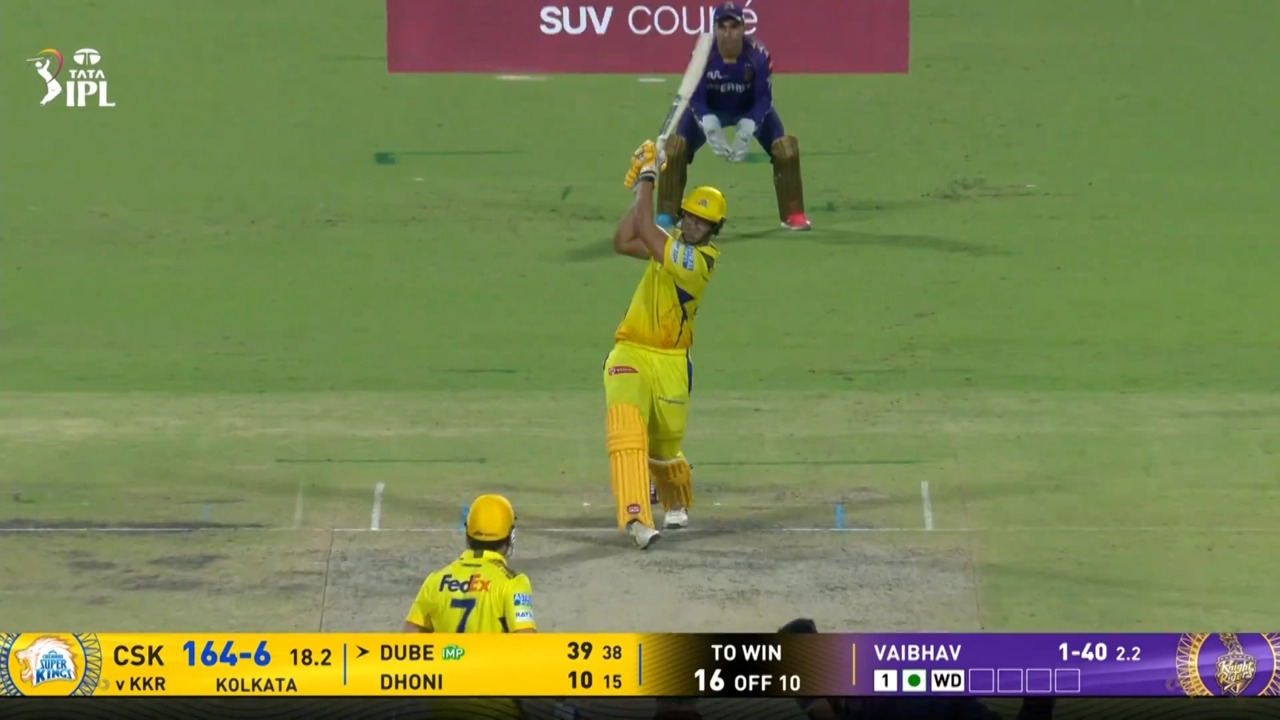 IPL 2025 M57: KKR vs CSK - Shivam Dube Six