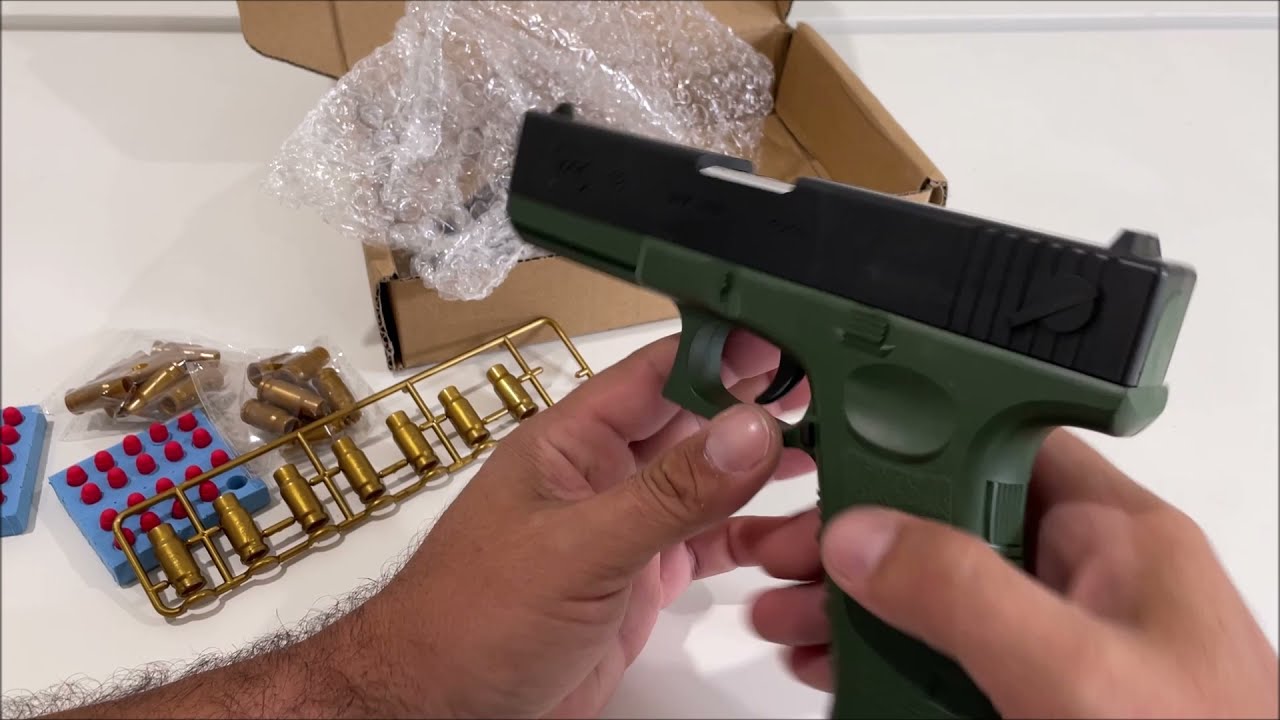 Glock Shell Ejection Soft Bullet Toy Gun educational QUICK REVIEW 2022 background
