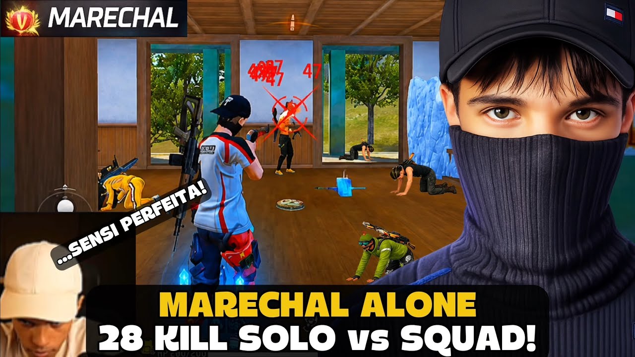 MARECHAL FEZ 28 KILL NO SOLO vs SQUAD COM A SENSIBILIDADE PERFEITA! FREE FIRE - MARECHAL HIGHLIGHTS background