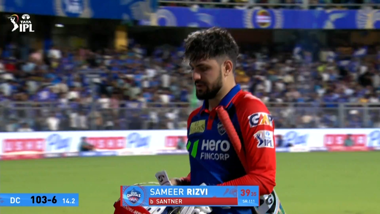 IPL 2025 M63: MI vs DC - Sameer Rizvi Wicket background