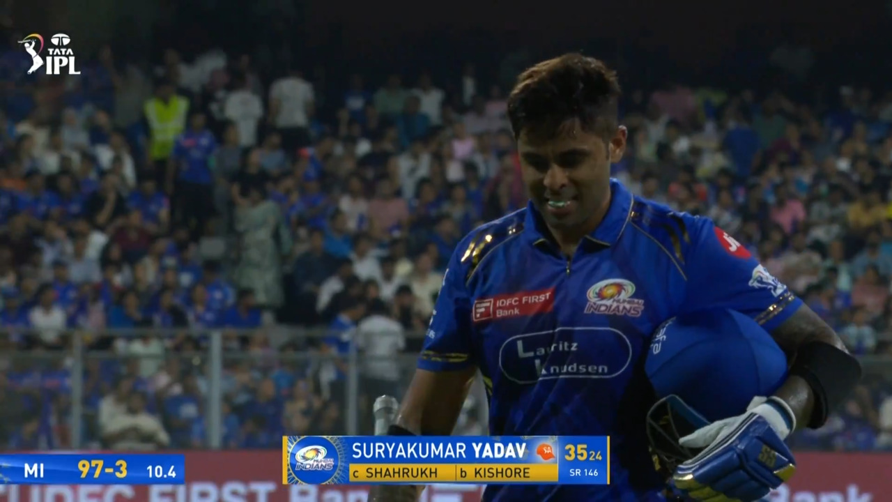 IPL 2025 M56: MI vs GT - Suryakumar Yadav Wicket background