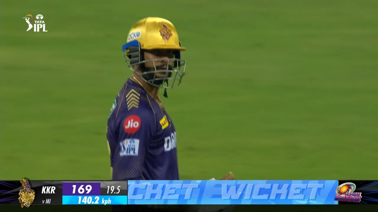 M51: MI vs KKR – Venkatesh Iyer Wicket