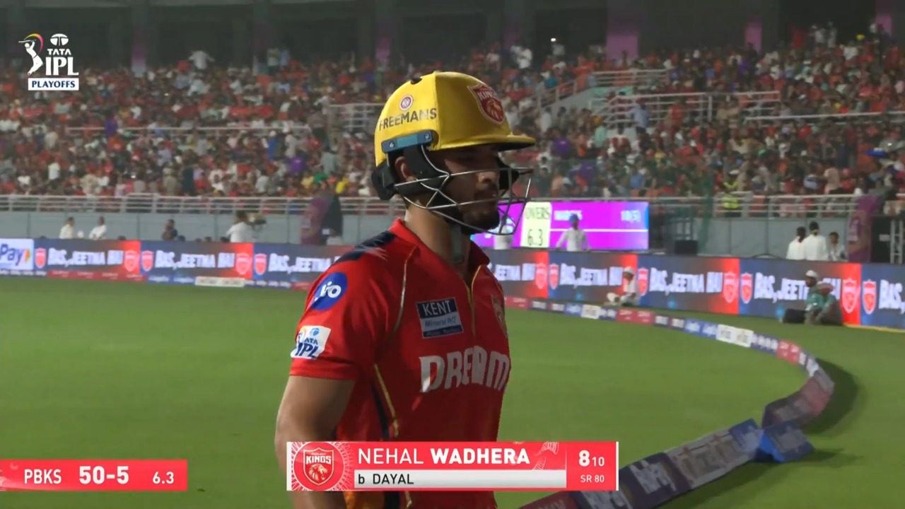 IPL 2025 Q1: PBKS vs RCB - Nehal Wadhera Wicket