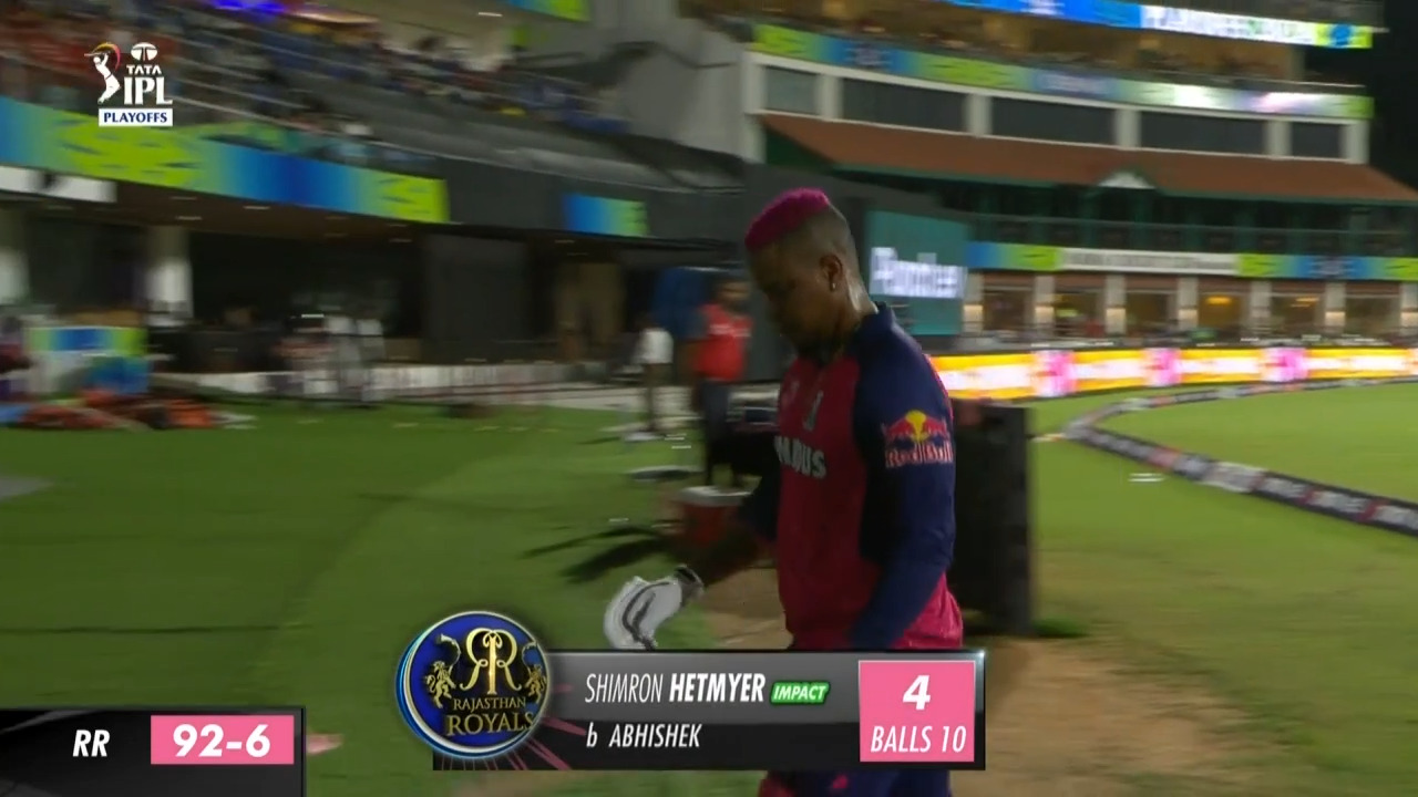 Q2: SRH vs RR – Shimron Hetmyer Wicket