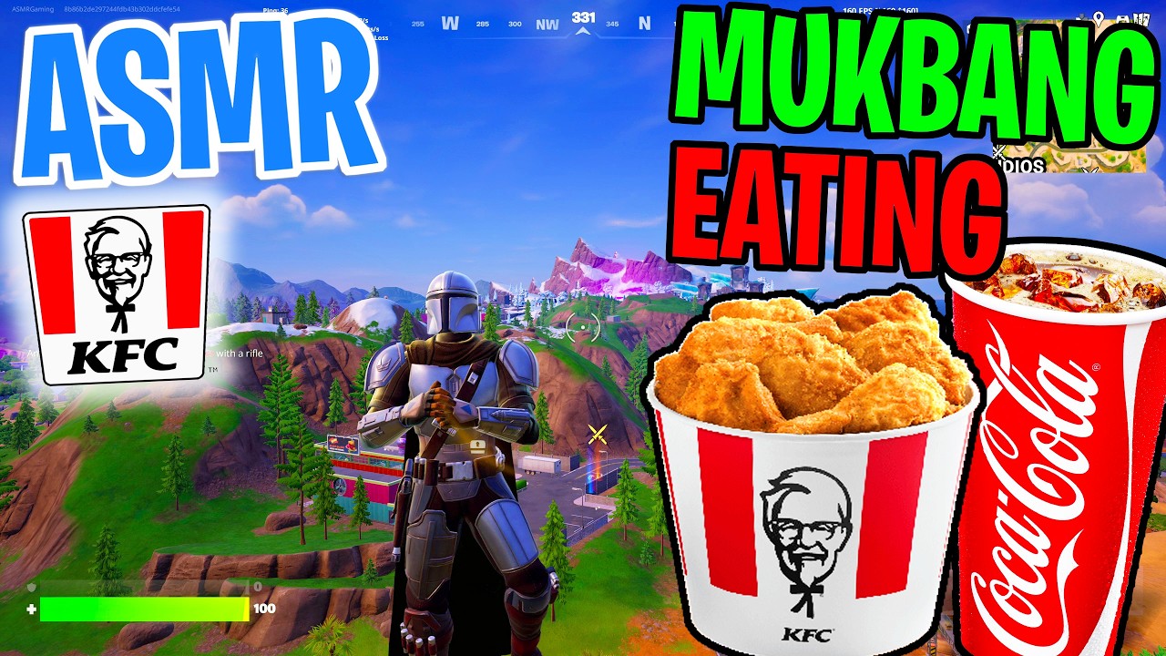 ASMR Gaming 🍗 Fortnite KFC Chicken Mukbang Eating and Relaxing Spectating 🎮🎧 Whispering 💤 background