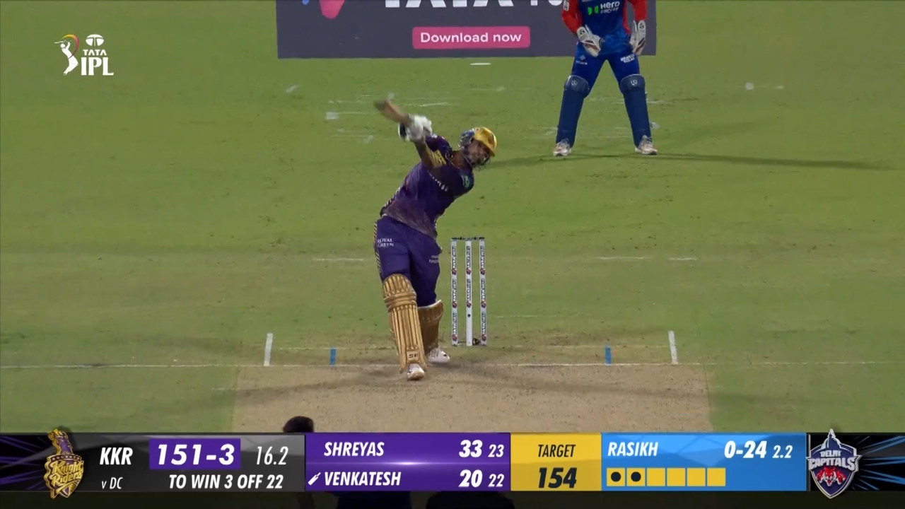 M47: KKR vs DC – Venkatesh Iyer Six background