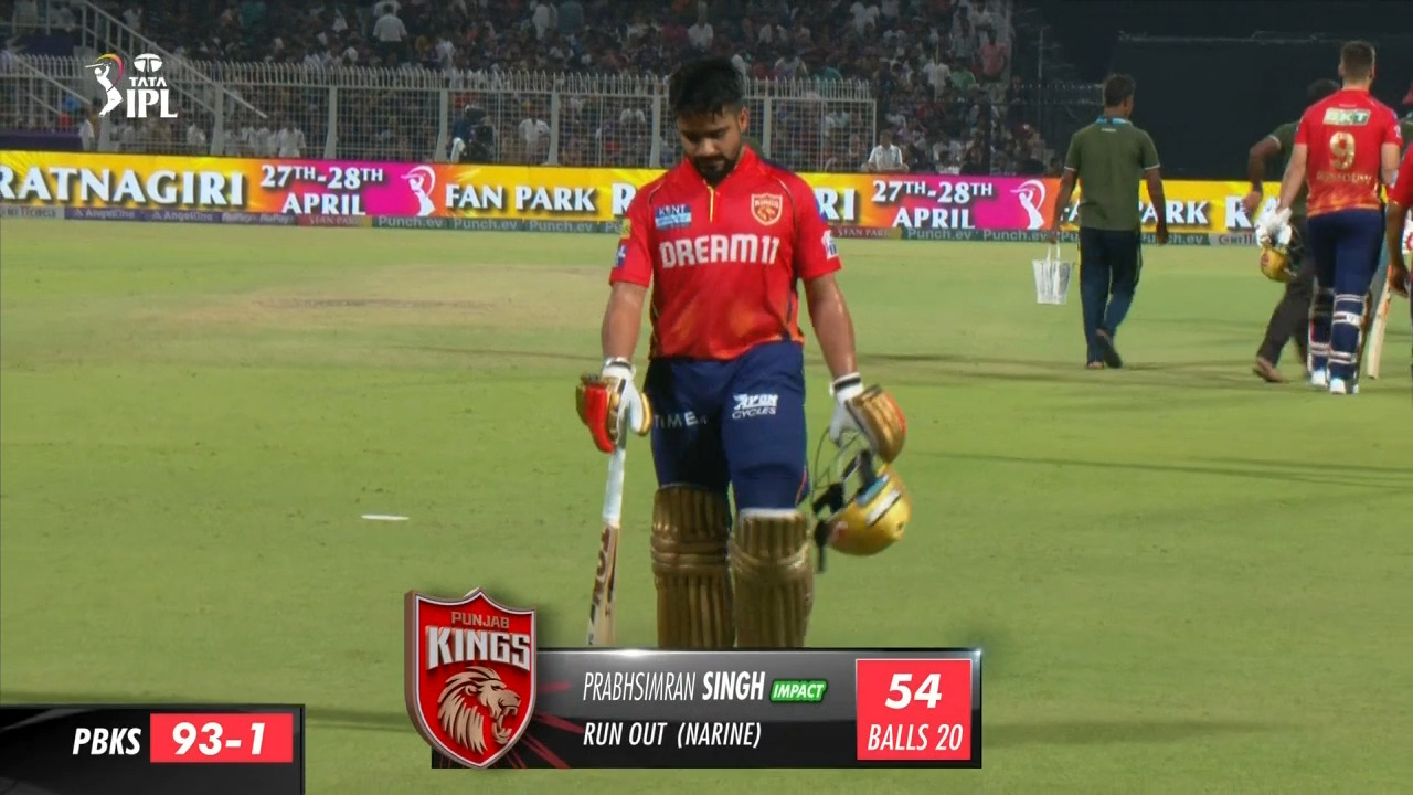 M42: KKR vs PBKS – Prabhsimran Singh Wicket
