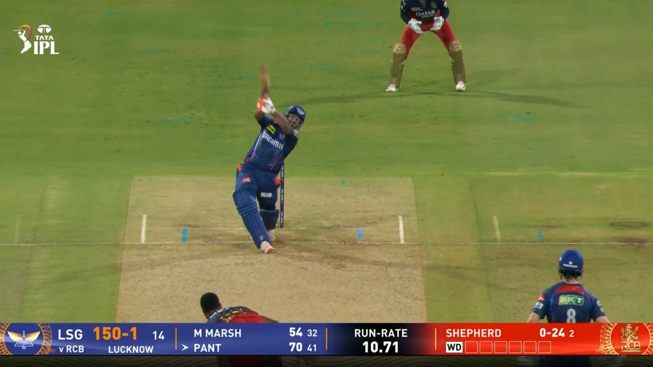 IPL 2025 M70: LSG vs RCB - Rishabh Pant Six