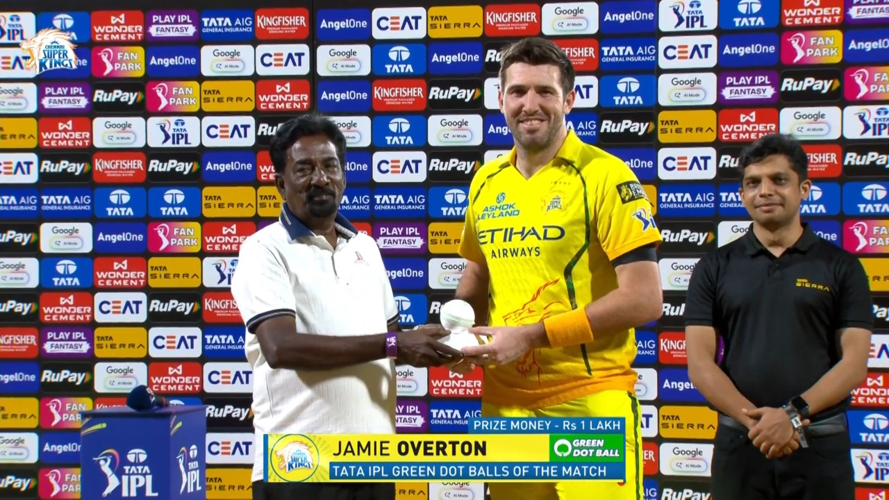 IPL 2026 M53: CSK vs LSG - TATA IPL Green Dot Balls of the Match - Jamie Overton
