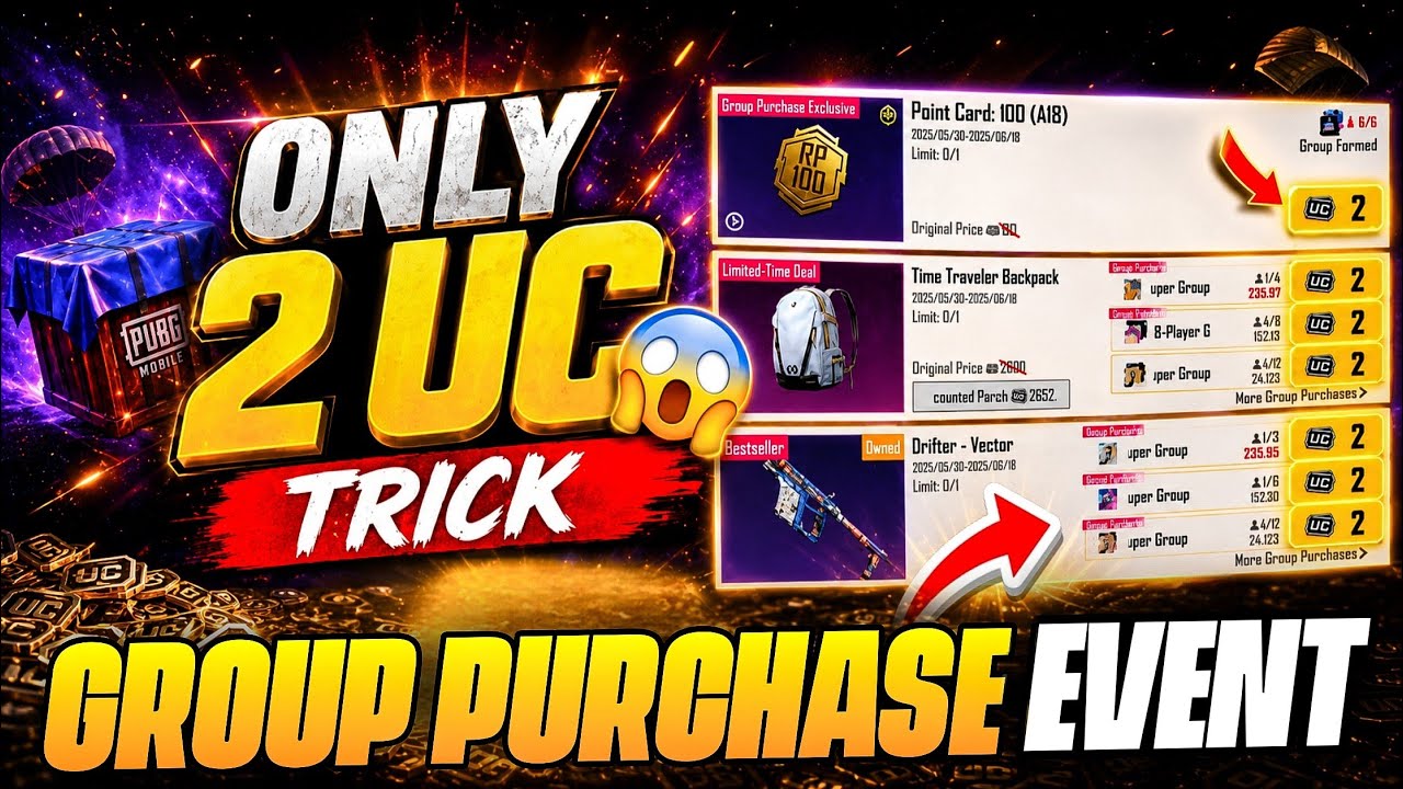 😱 2 UC GROUP PURCHASE EVENT / NEW GROUP PURCHASE EVENT BGMI background