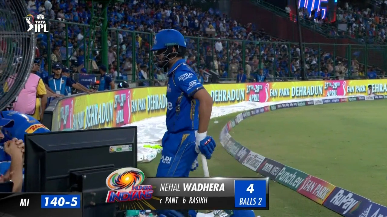 M43: DC vs MI – Nehal Wadera Wicket