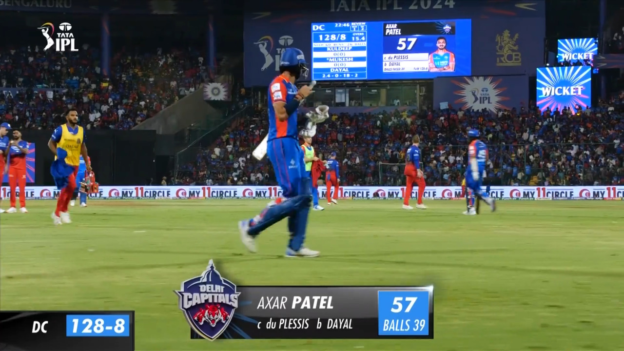 M62: RCB vs DC – Axar Patel Wicket background