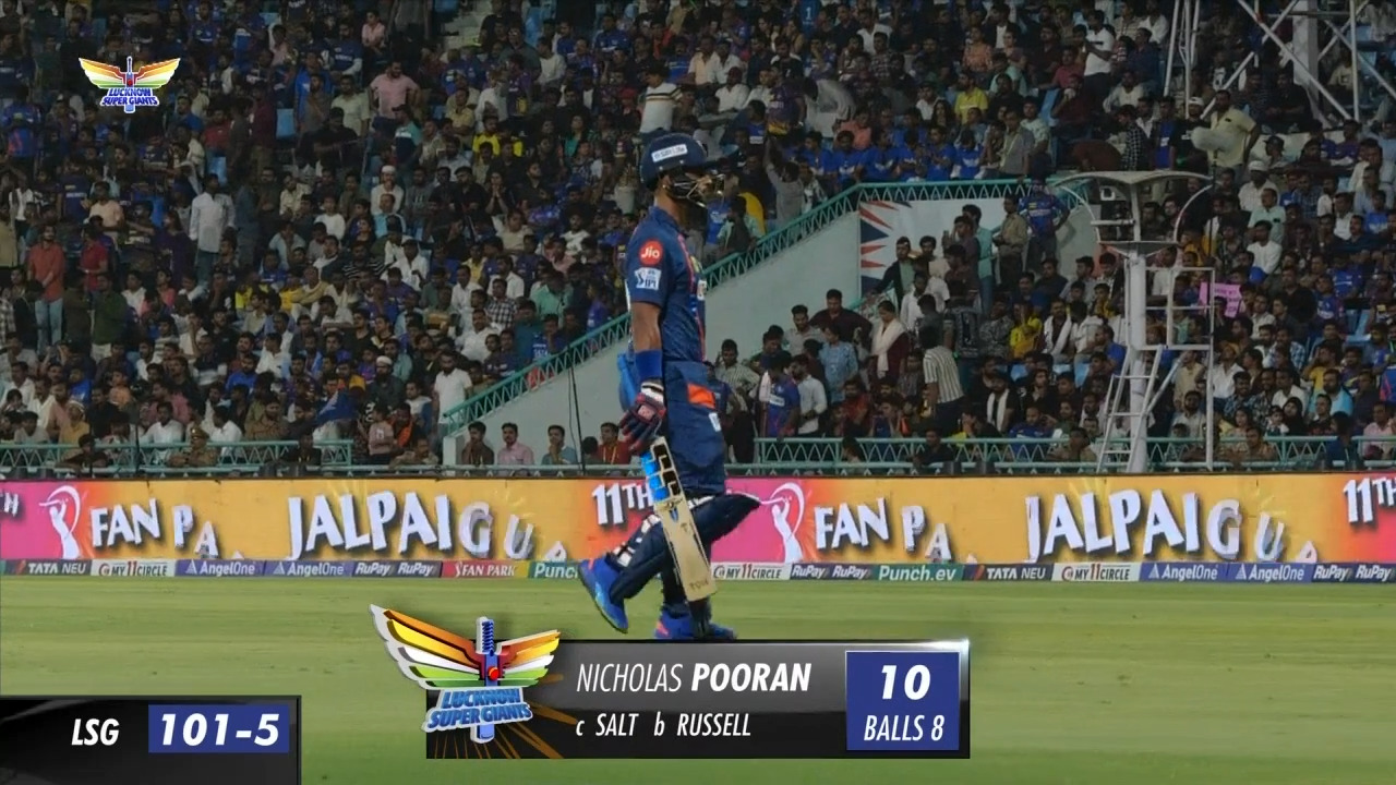 M54: LSG vs KKR – Nicholas Pooran Wicket