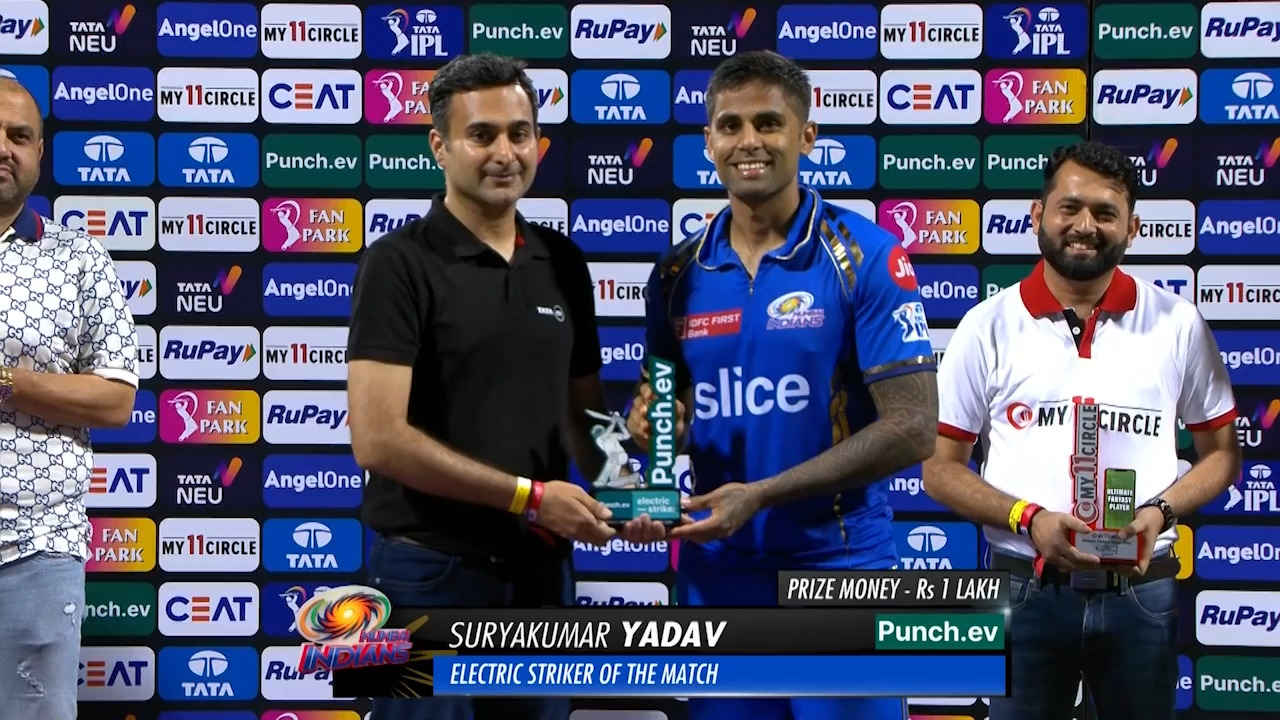 M51: MI vs KKR – Punch.ev Electric Striker of the Match – Suryakumar Yadav
