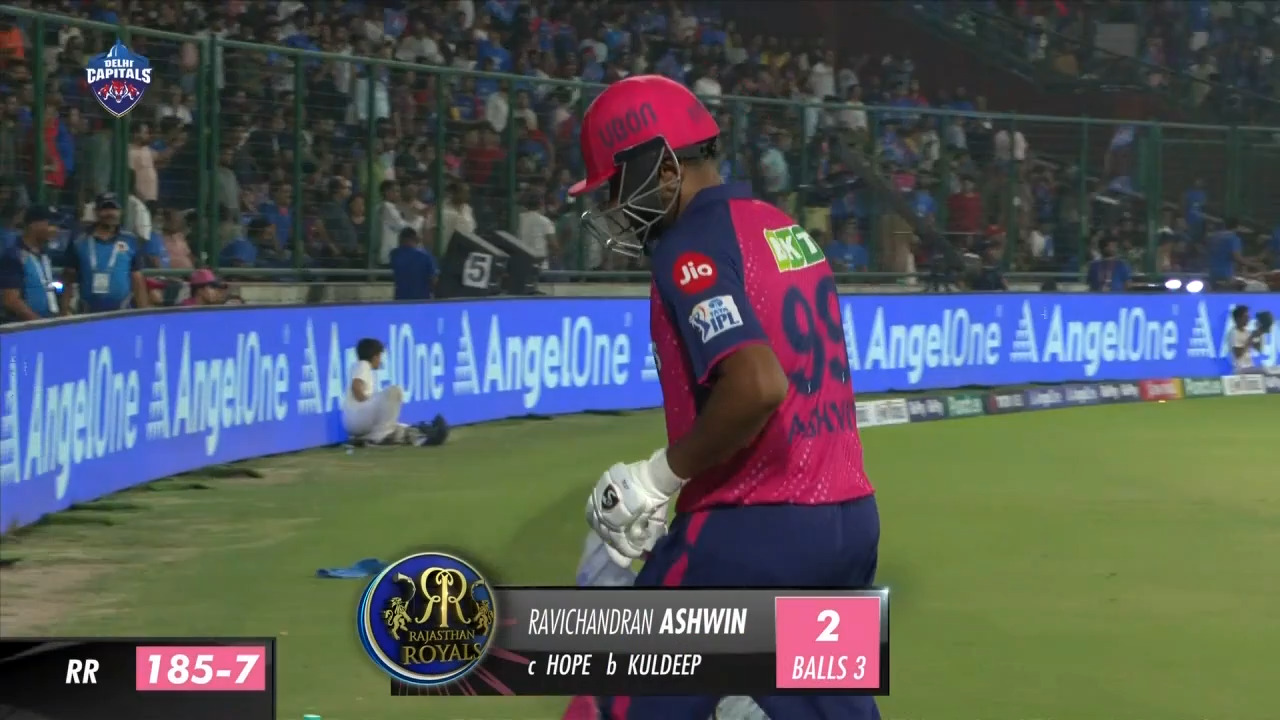 M56: DC vs RR – Ravichandran Ashwin Wicket background