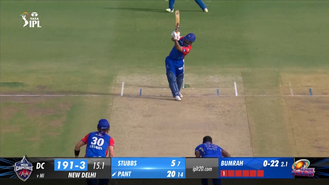 M43: DC vs MI – Rishabh Pant Six